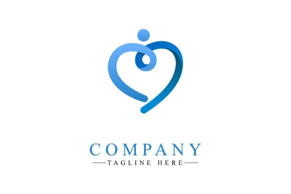 Abstract Heart People Logo Design Vector