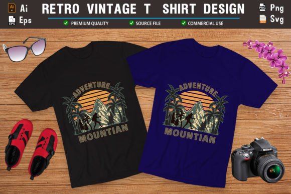 Adventure Mountain Retro Vintage T-shirt