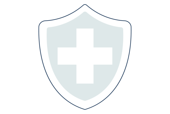 Shield with Cross Symbol. Health Protect
